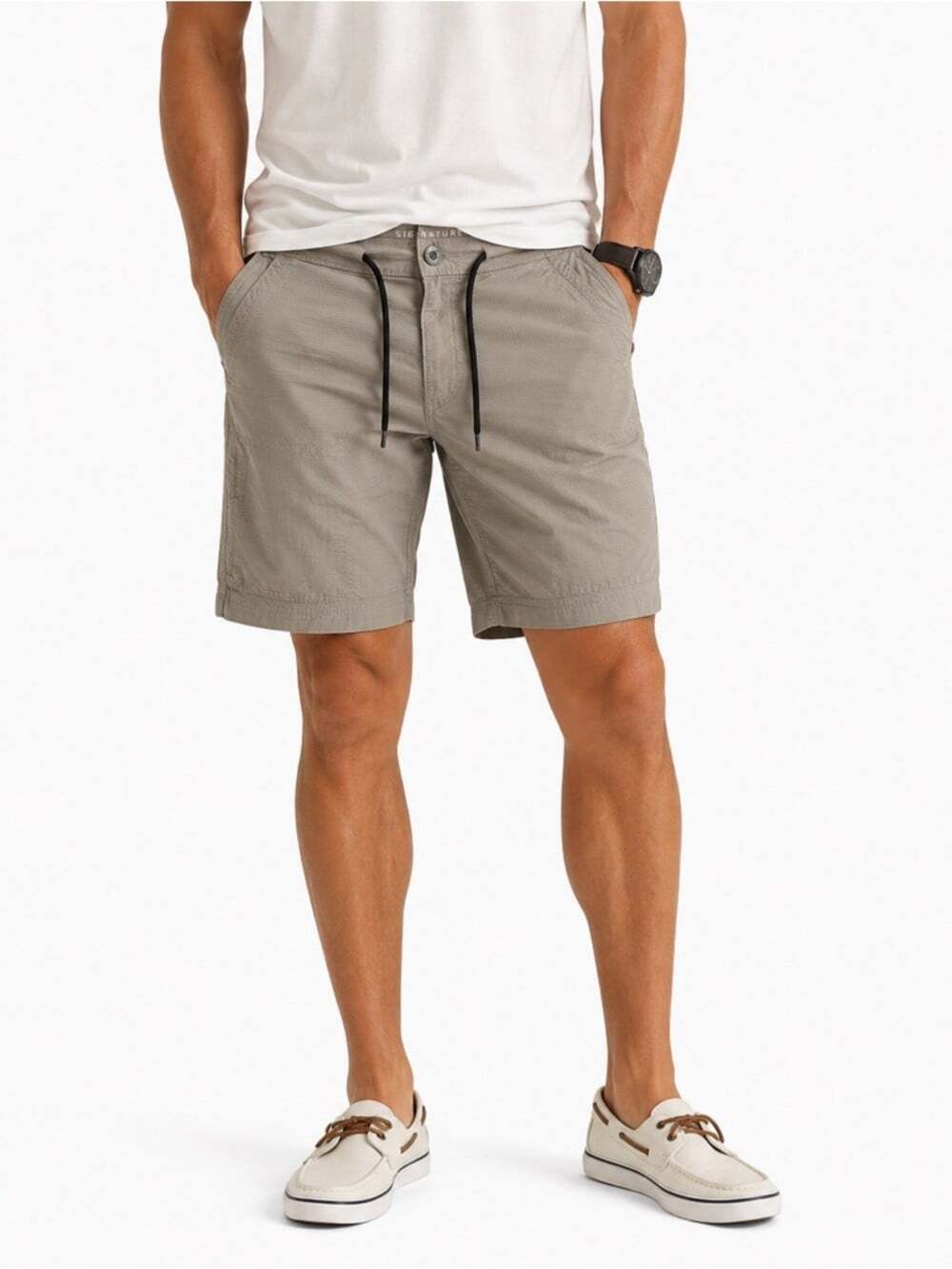 Levis Signature Hybrid Shorts Khaki Drawstring Stretch Casual Utility Men 30